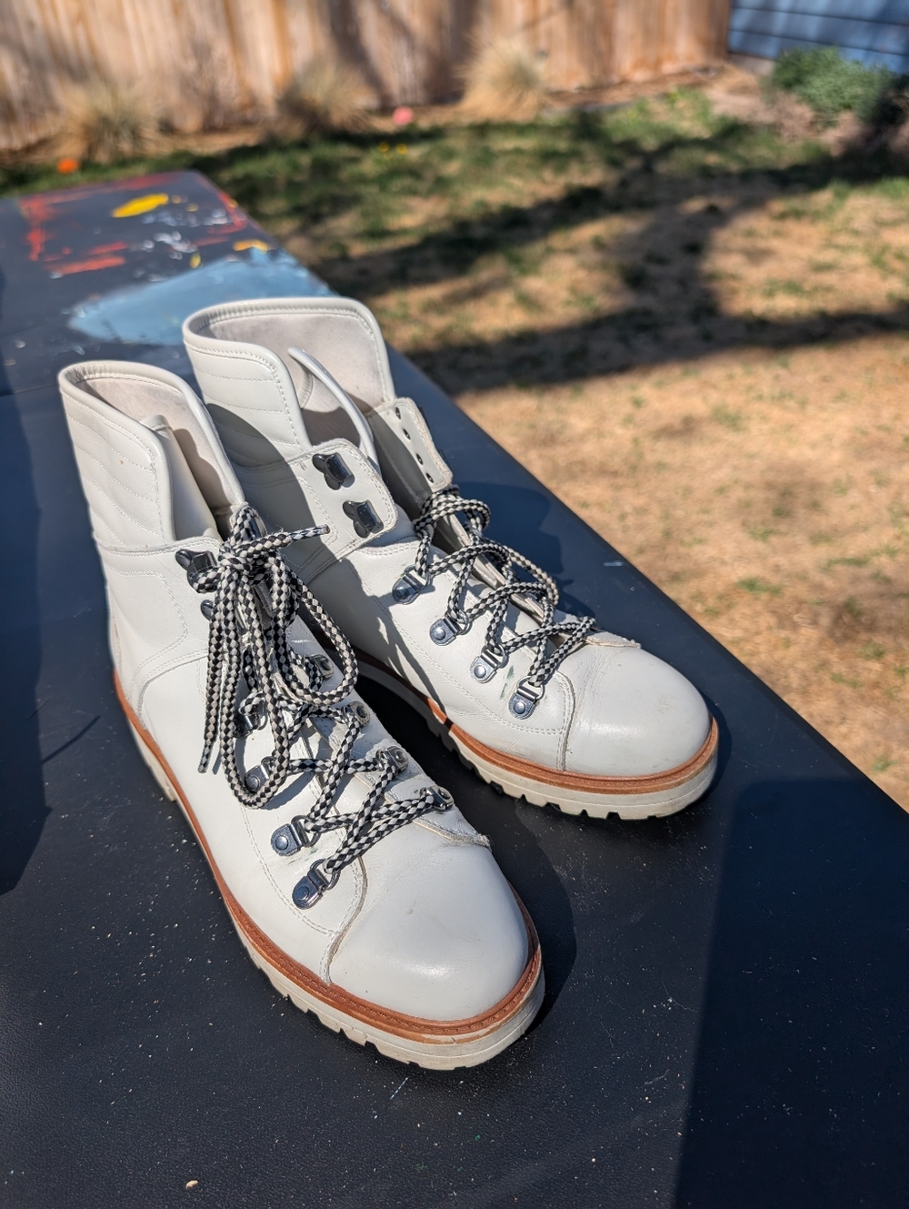 White Leather Lace-Up Women's Boot by Marc Fisher